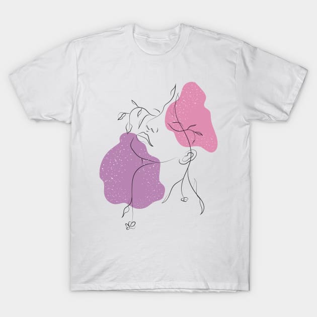 Lady Floral Abstract Sketch | Positivity T-Shirt by Art by Ergate